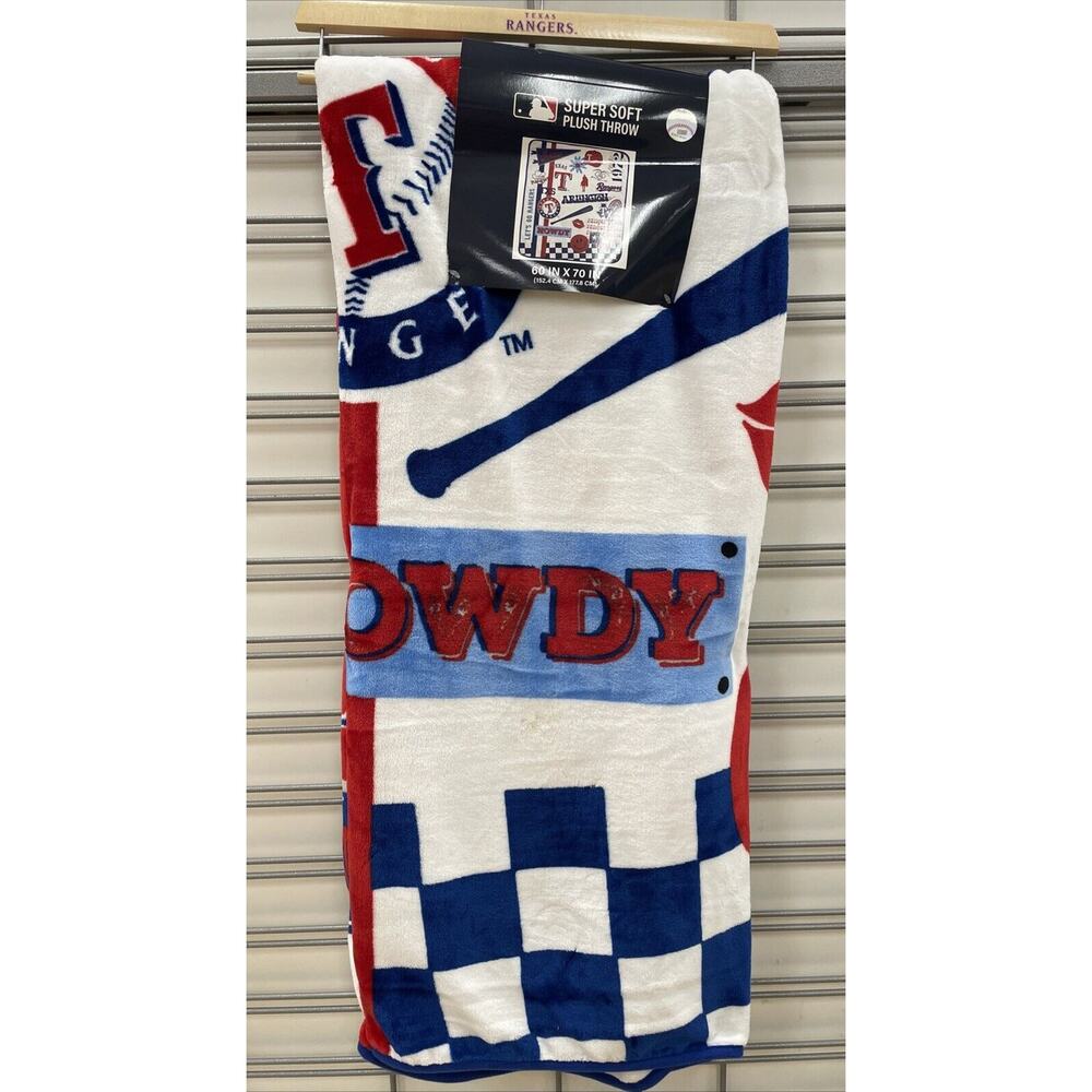 TEXAS RANGERS 60x70” Plush Blanket Throw MLB Baseball Tailgating Sports Fan Gift